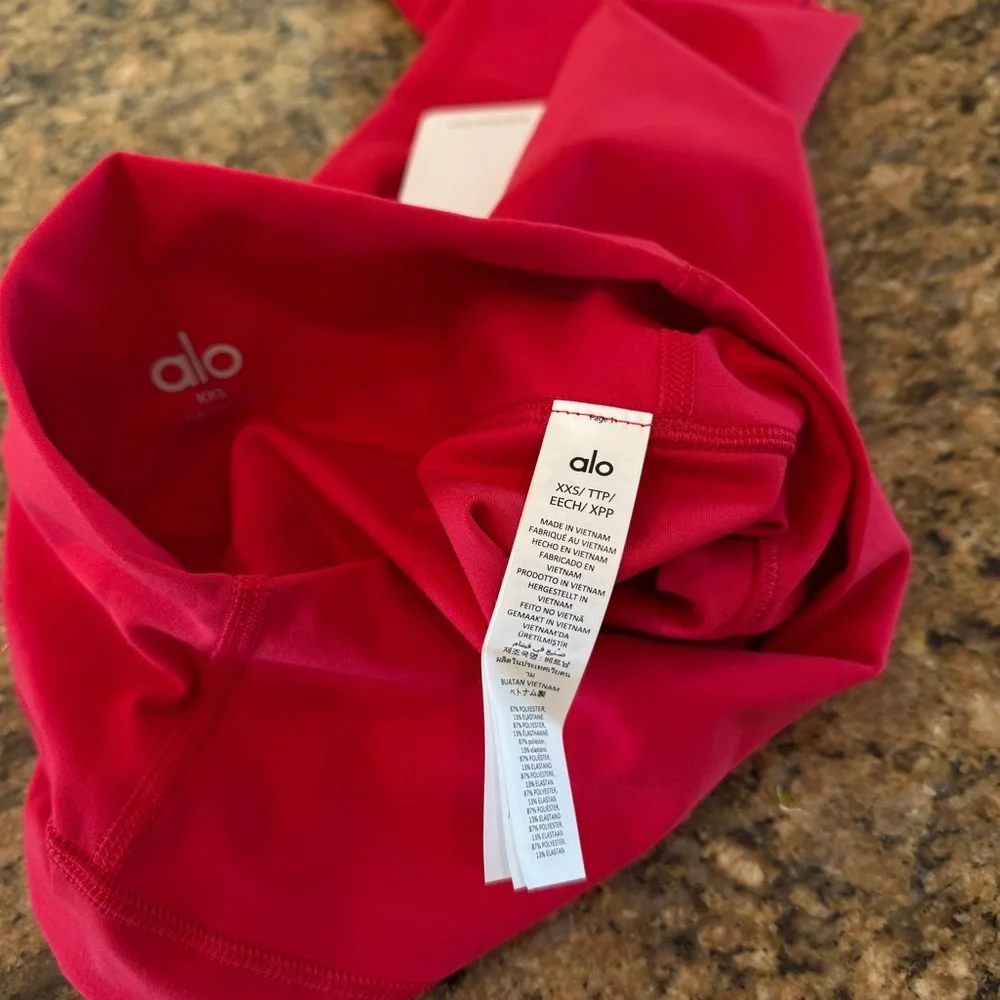 NWT Alo Bold Red Alosoft Leggings High Waisted 7/8 Pants Yoga Workout Brand New